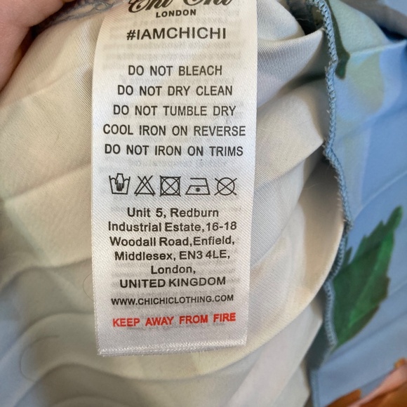 Chi Chi London Floral Print Ruffle Pleated Midi Dress in Blue EUC Sz M (UK 14) - Picture 8 of 11